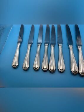 Wallace Stainless Steel CONTINENTAL BEAD Lot of 8 Dinner Knives 9 3/4" Flatware